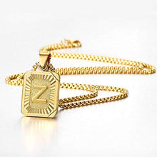 Load image into Gallery viewer, Trendsmax Initial Letter Pendant Necklace for Mens Womens Gold Plated Letter K Pendant Necklace Stainless Steel Box Link Chain 22inch