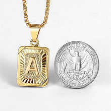 Load image into Gallery viewer, Trendsmax Initial Letter Pendant Necklace for Mens Womens Gold Plated Letter K Pendant Necklace Stainless Steel Box Link Chain 22inch